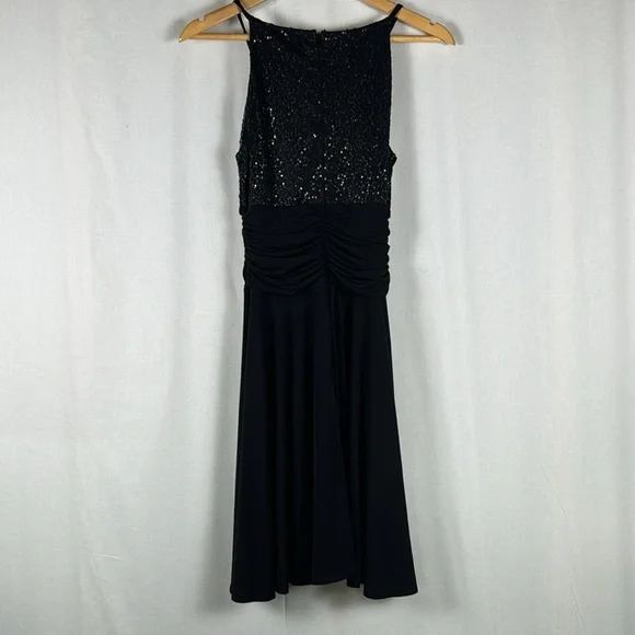 White House Black Market Sequined Halter Cocktail Dress Black Midi Sz 6 NWT - Picture 7 of 14